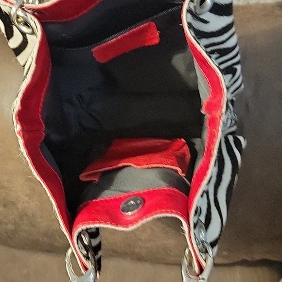 Maurizio TAIUTI 1990s Punk Leather Zebra Print Bucket Mobwife Tote Bag - Picture 6 of 8